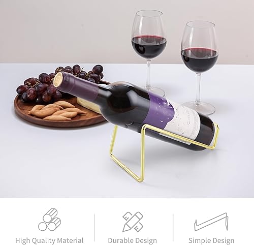 Miniatura 2 de 4 soportes individuales para botellas de vino, dorados, soportes individuales para botellas de vino, soporte para mesa, estante de botellas de vino