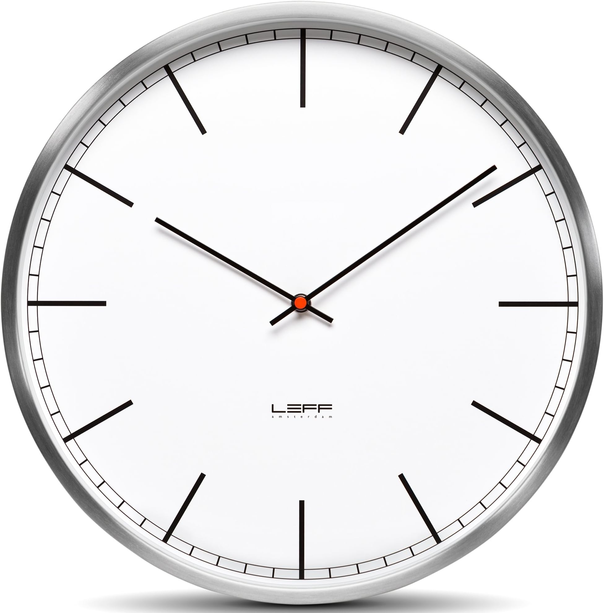 LEFF amsterdam One45 Stainless Steel Wall Clock, White Index