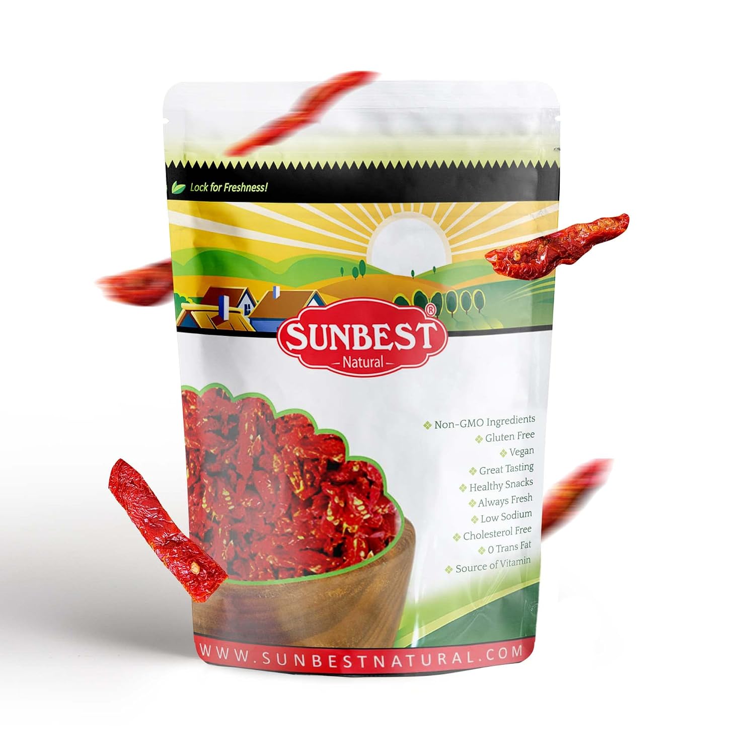Sunbest Natural - Julienned Sun Dried Tomatoes, Ready-to-Eat Tomatoes Fresh Mix, Sun Dried Tomato for Cooking and Snacking, Non-GMO and Kosher Vegan Food Packs, Vegan Gifts in Resealable Bag, 2 lbs