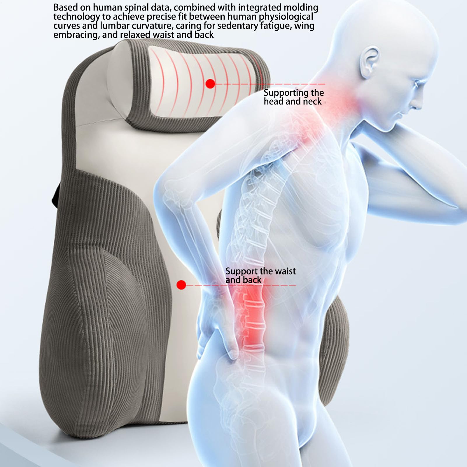 Almohada de Lectura, cojín Lumbar ortopédico, Almohada de Lectura con | brazos laterales, almohadilla de apoyo lumbar, respaldo ergonómico para sentarse en la cama, cuello, asiento de oficina, sofá