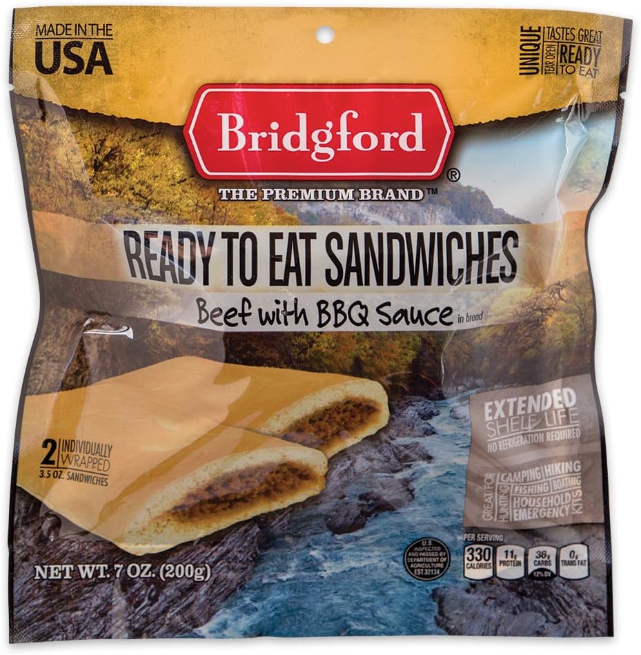 Bridgford MRE Honey BBQ Beef Sandwiches TwoPack, FreezeDried Food