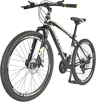 EUROBIKE YH-X1 Mountain Bike 21 Speed 27.5 Inch Wheels Dual Disc Brakes for Mens Front Suspension Bicycle