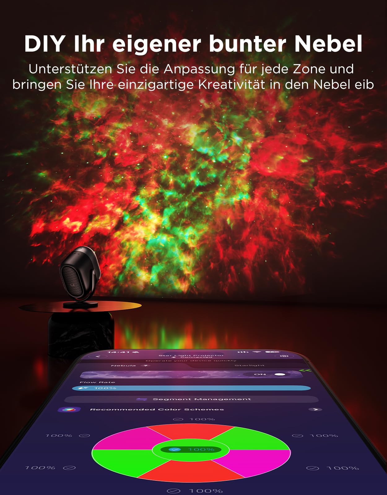 Govee Nebel Sternenhimmel Projektor LED, RGBW 7-Zonen, Matter & Alexa Kompatibel, Smart Timer