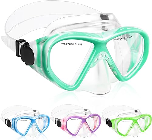 Miniatura 8 de Gafas de natación para niños, máscara de buceo para niños y niñas de 5 a 15 años, gafas de natación antivaho de dos colores con cubierta para la