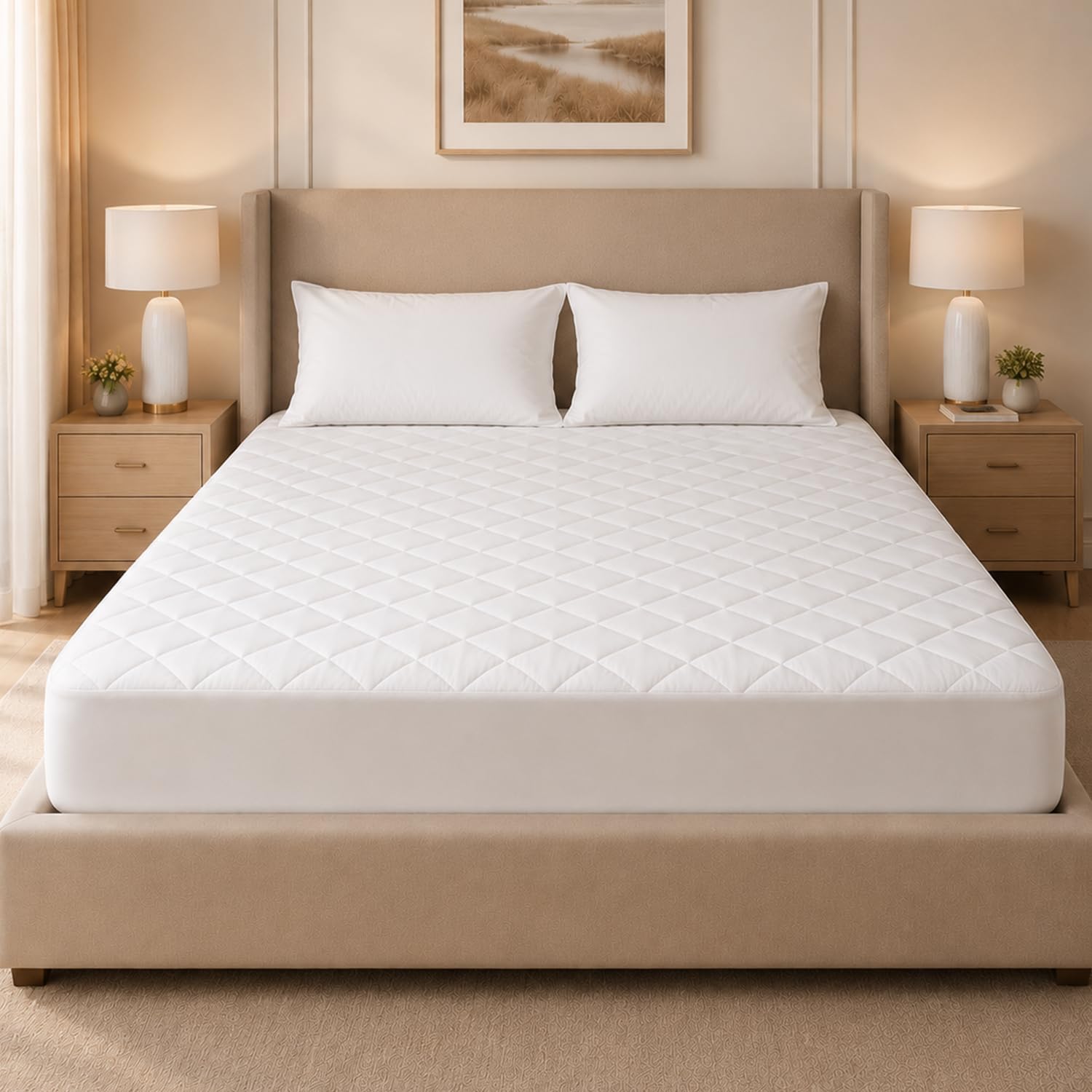 Moonlight Bedding White Single Mattress Protector - 30Cm Deep Hotel Quality Mattress Cover Soft & Breathable Mattress Topper(90X190+30Cm)