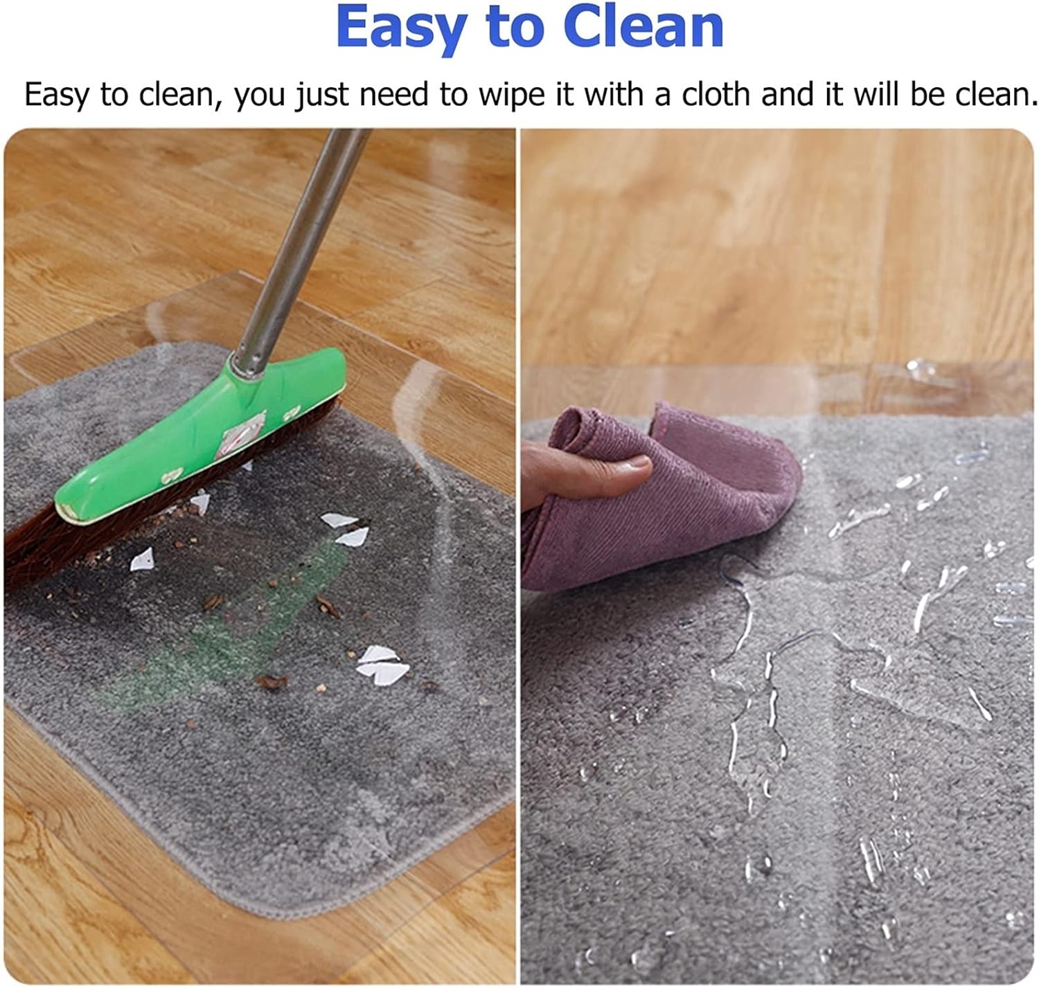 Door Entryway Carpet Protector Mat,Transparent Floor Mat for Hard Wood Floor, Home Office Chairs Hardwearing Mat, Thick Plastic PVC Table Runner(105x525cm(3.4ftx17.2ft))