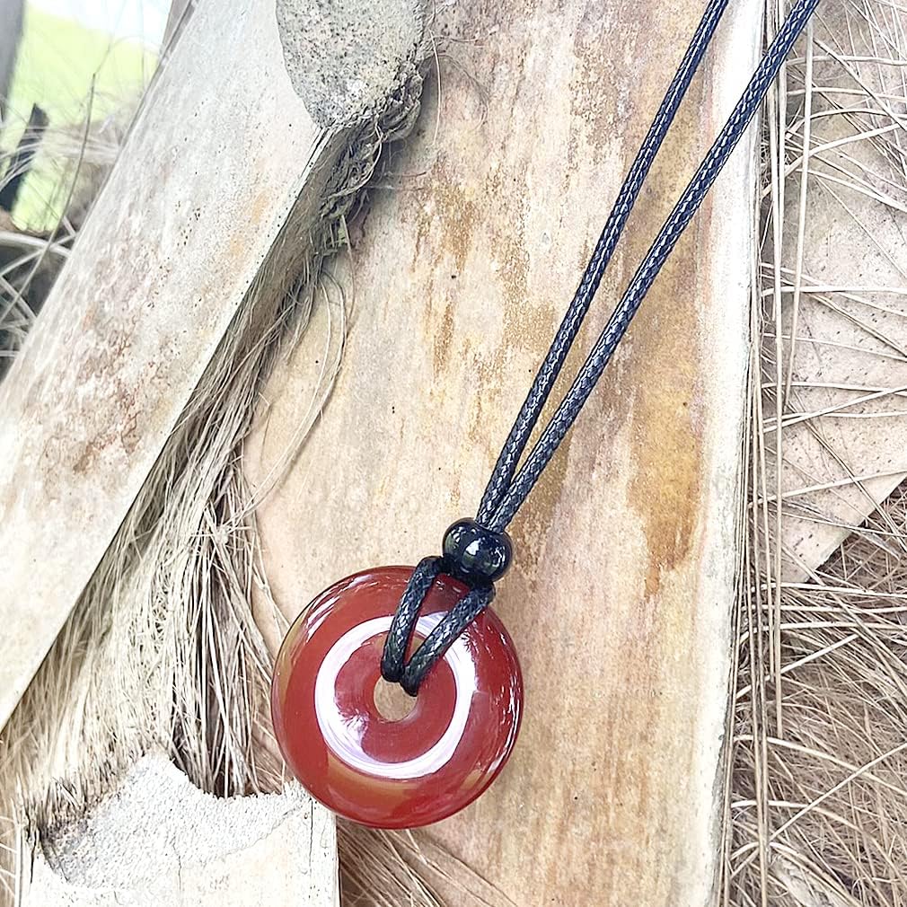 Magic Human Gemstone Crystal Necklace Pendant - Healing Good Luck Donut Crystal Stone Jewelry Necklace - Positive Energy Amulet Unisex Adjustable Cord - Image 8