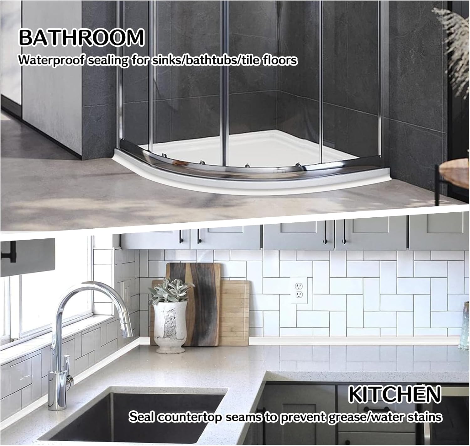 Flexible Quarter Round Molding, Peel and Stick Molding Trim for Walls, 0.6 Inch(W) Self-Adhesive Vinyl Wall Base Cove Base, for Bathrooms, Floors, Corners, Stairs, Kitchen Countertops(315IN)