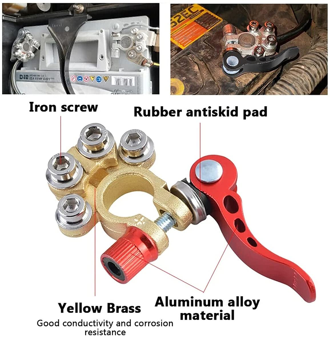 Buy ELECDON Battery Terminal Clamp Connectors, 2Pcs 4 Way Positive