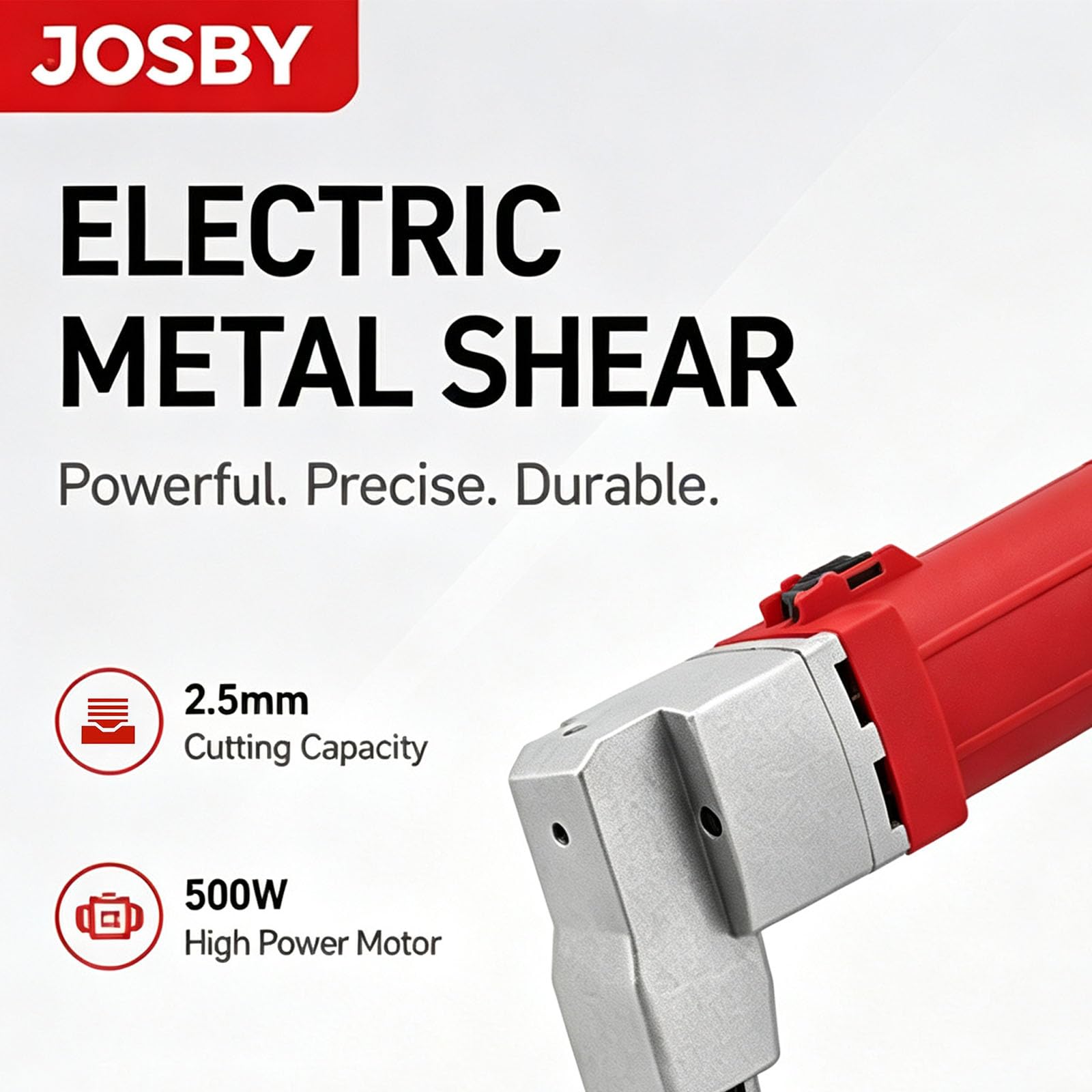 JOSBY Máquina Cizalla Eléctrica, Cizalla para Chapa De Alta Resistencia De 500 W, Capacidad De Corte Máxima De 2,5 Mm, Máquina Cizalla Eléctrica Portátil, para Cortar Chapa De Acero