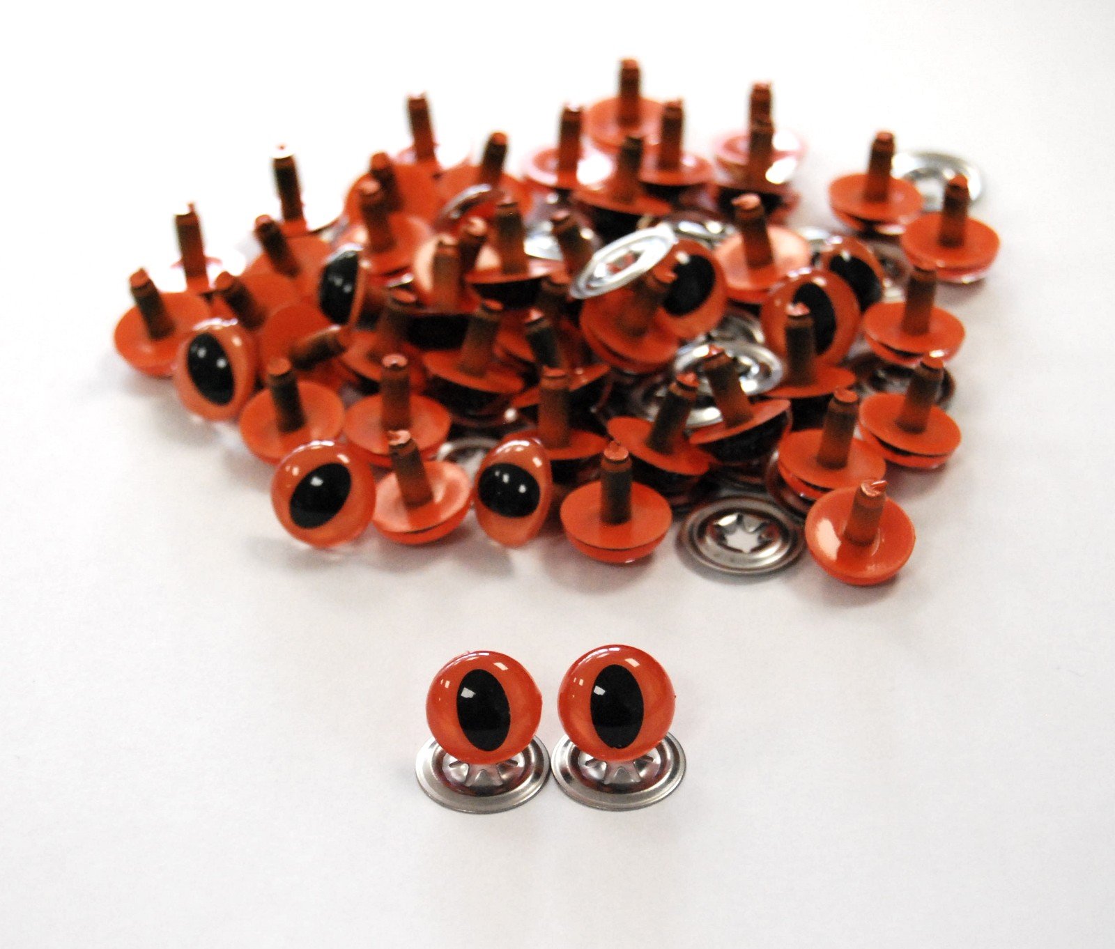 celloexpress Crystal Cats Eyes with Metal Backs - 21mm - Safety Eyes for Soft Toys or Teddy Bears (Pack of 50 Pairs, Orange Cats Eyes)