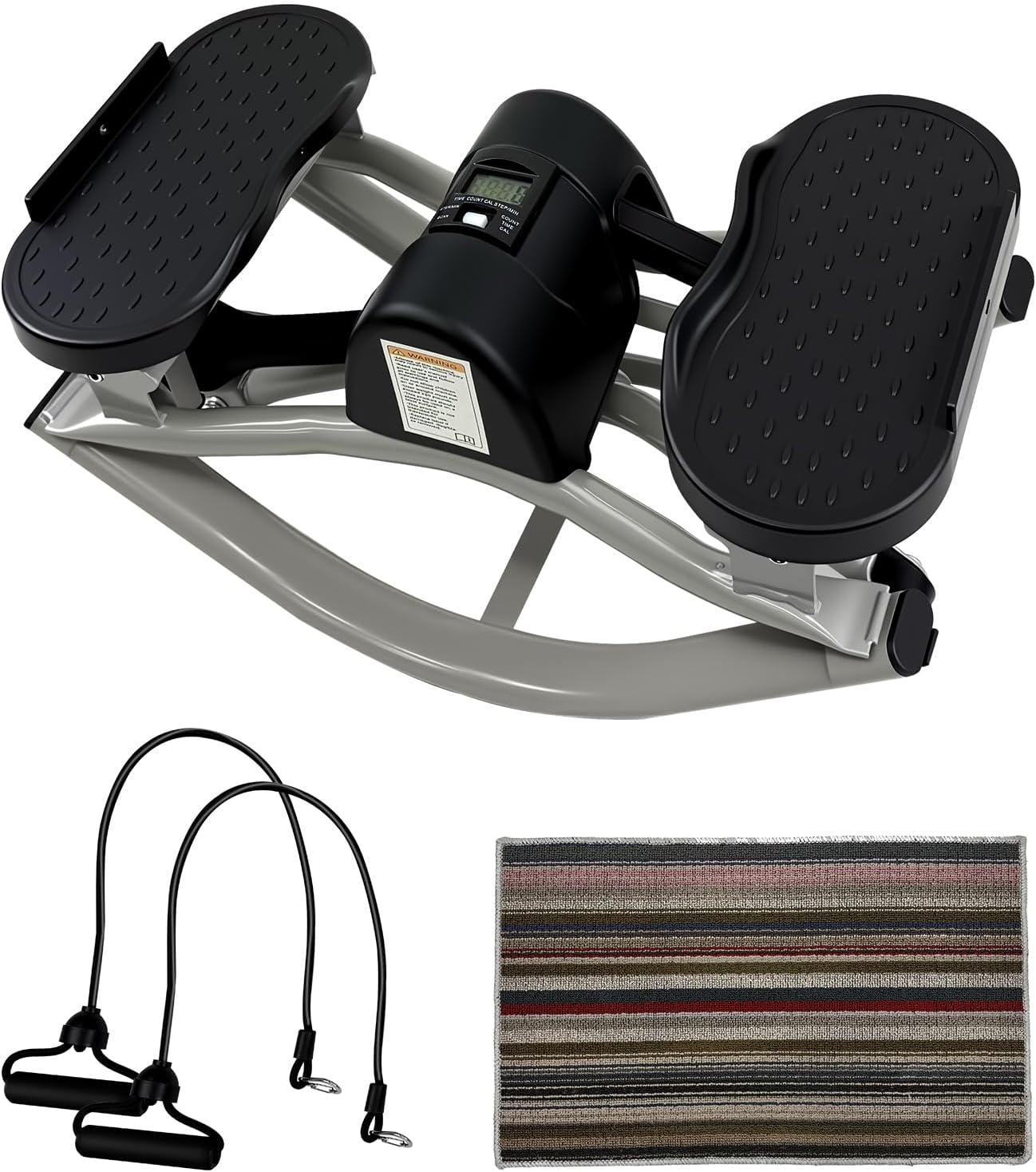 Rock Stepper Machine 3D Lateral Rocking Fitness Stepper | 300lb Weight Capacity, Resistance Bands & LCD Monitor,for Home Workout
