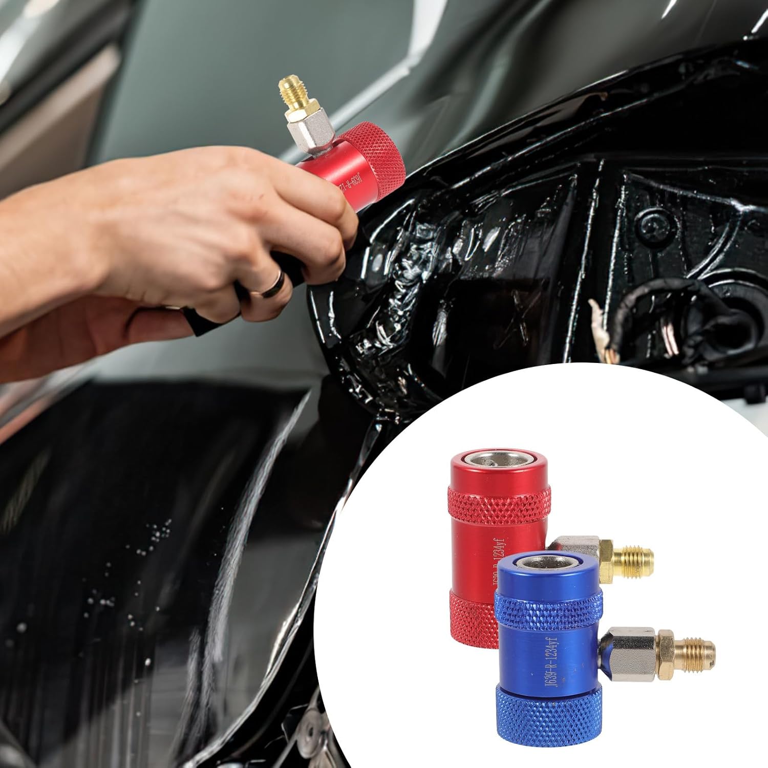 VALICLUD Adjustable Vehicle Air Conditioner Adapters 1 Pair Red Blue R134a Detachable Car Ac Connector Fittings for Automotive Refrigerant Charging Random Color