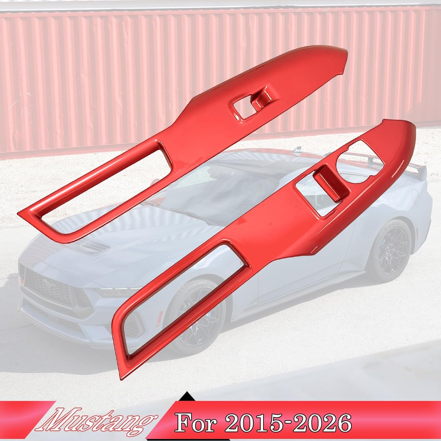 Armrest Window Switch Panel Cover，for Ford Mustang 2015-2026，Door Window Control Panel Cover Car Sport Interior Accessories - Wine Red