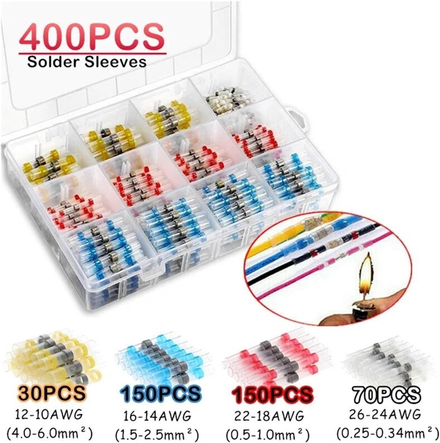 Solder Seal Wire Connectors 50/300/400/800PCS Solder Tube Set Wiring Terminals(300PCs)
