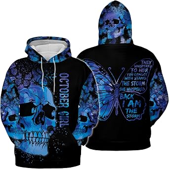 Skull Butterfly Girl She Whispered Black I Am The Storm Hoodie 3D Print