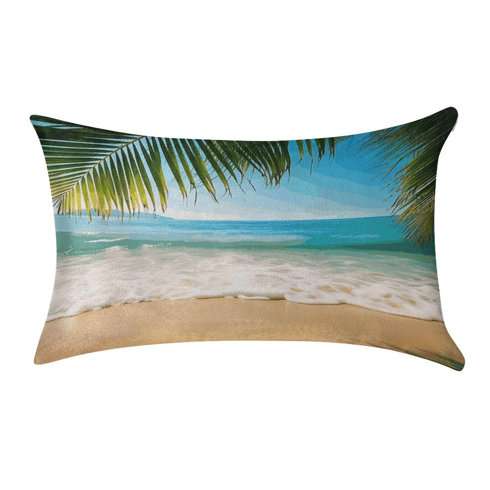 MUSM Ocean Sea Beach Palm Leaves Pillow Case 12"X20" Luxury Velvet Throw Pillow Cover Fade Resistant Cozy Soft Pillowcases Pillow Protector Pillow Shams Lumbar Pillow Shells for Home&Gifts