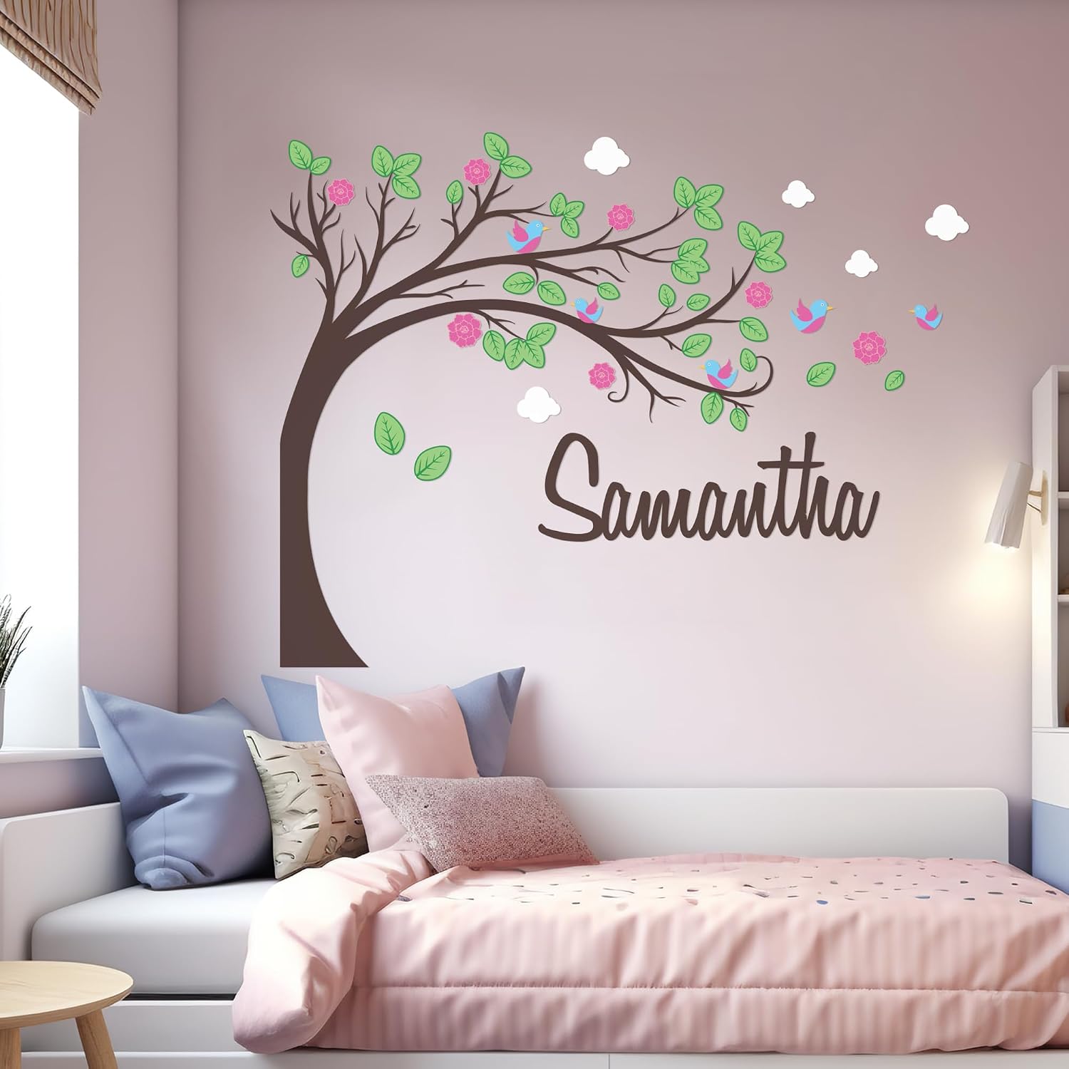 Personalized Name Tree Wall Decal I Kids Bedroom Decor I Girls Room I Classroom Tree I Palm Tree Decor I Kids Room I Multiple Size & Color Options (Wide 32"x 23" Height)