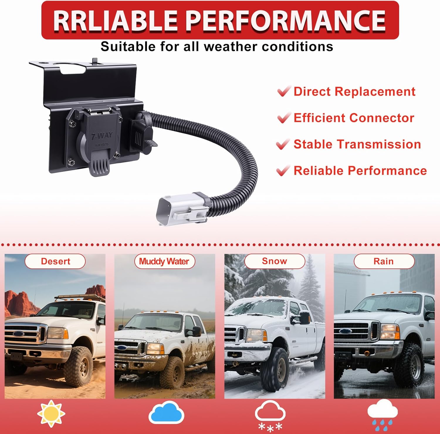 4 & 7 Pin Trailer Tow Wiring Harness Plug with Connector for Ford F250 F350 Super Duty 2002 2003 2004 Replaces 2C3Z-13A576-DA