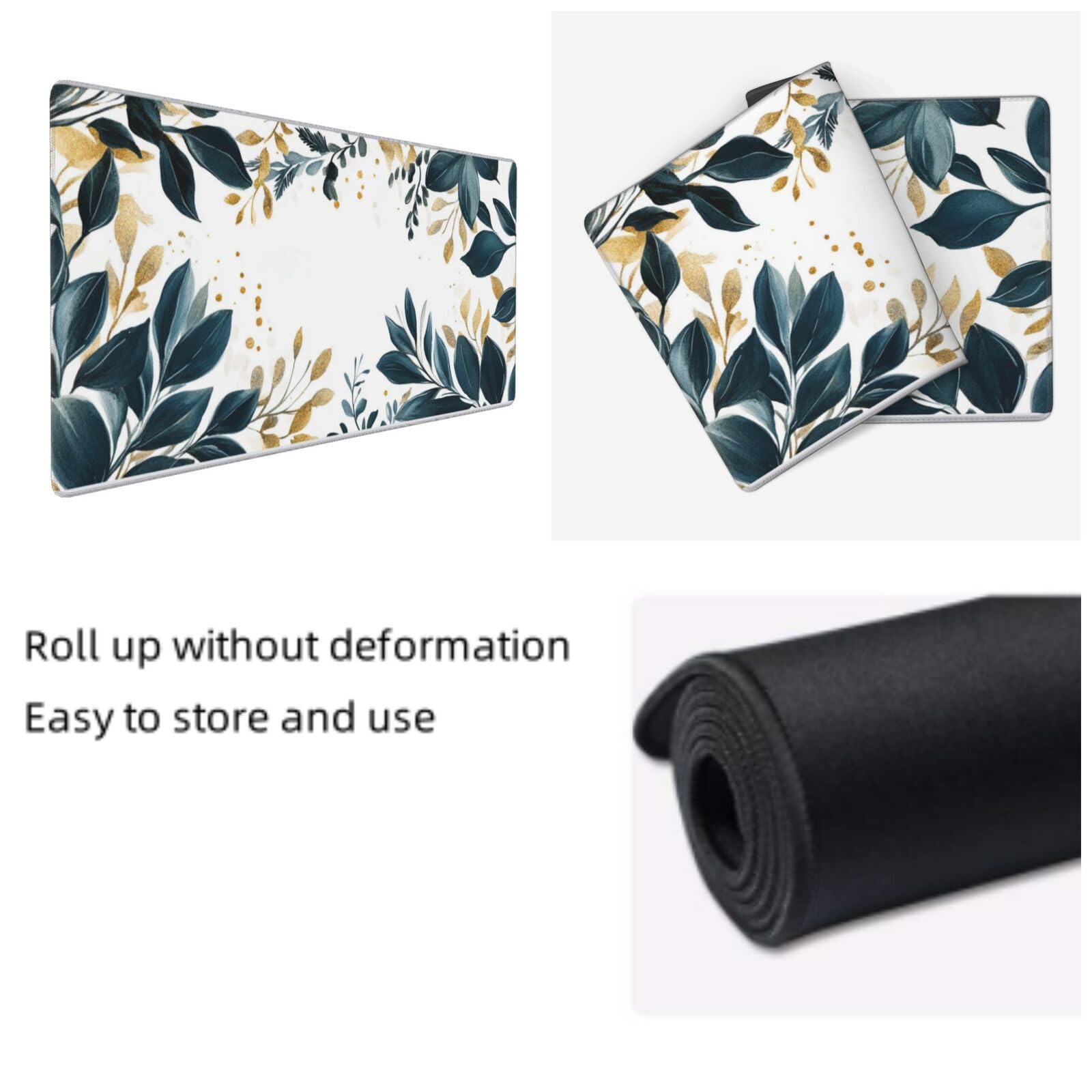 Tapis de Souris XXL 90 x 40 cm, Vert & Feuille Tapis de Bureau G671