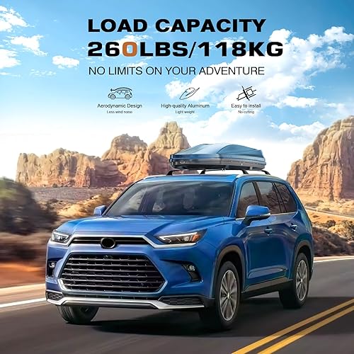 Vista 12 de Barras transversales de techo con cerradura de 220 libras compatibles con Toyota Highlander XLE Limited 2014-2019 y SE & LE Plus y LE con barras