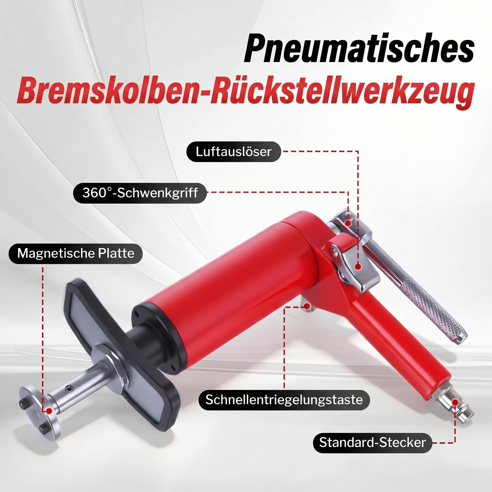 BILITOOLS 24-TLG. Druckluft Bremskolbenrücksteller Set – Pneumatisches Bremssattel Rückstellwerkzeug – Universal Bremsenrücksteller & KFZ Werkzeug Set für Auto