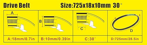 Miniatura 6 de 3 correas de transmisión Go Kart 725, repuesto de embrague de correa de transmisión para Hammerhead 80T TrailMaster Mid XRX Mud Head Go Kart 6.5HP