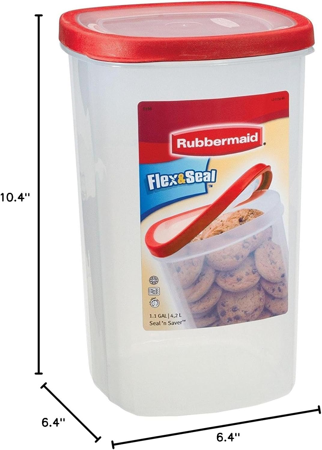 Rubbermaid 1.1 Gallon Plastic Food Canister, 6.4" x 6.4" x 10.4", Clear