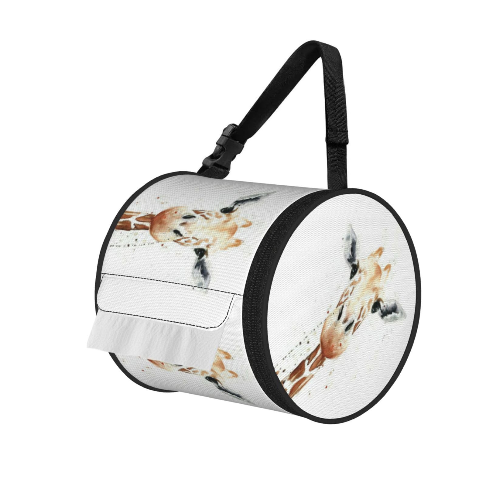 clever giraffe Printed Roll Paper Carrier Bag, Foldable Oxford Cloth Tissue Case for Camping Hiking Backpack