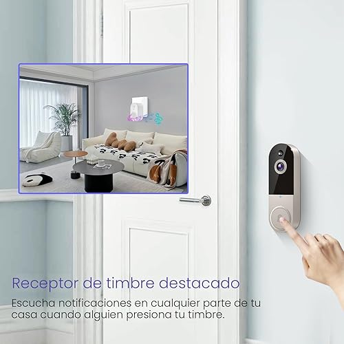 Miniatura 5 de Cámara de timbre de video 1080P inalámbrica, almacenamiento en la nube, vista en vivo, conversación bidireccional, visión nocturna, solo WiFi de 2.4
