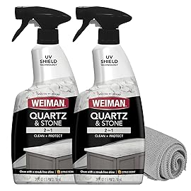 Weiman Quartz Countertop Cleaner and Polish - Clean and Shine Your Countertops Islands and Stone Surfaces with UV Protection, 24 Ounce with MicroFiber Towel, 2 Pack