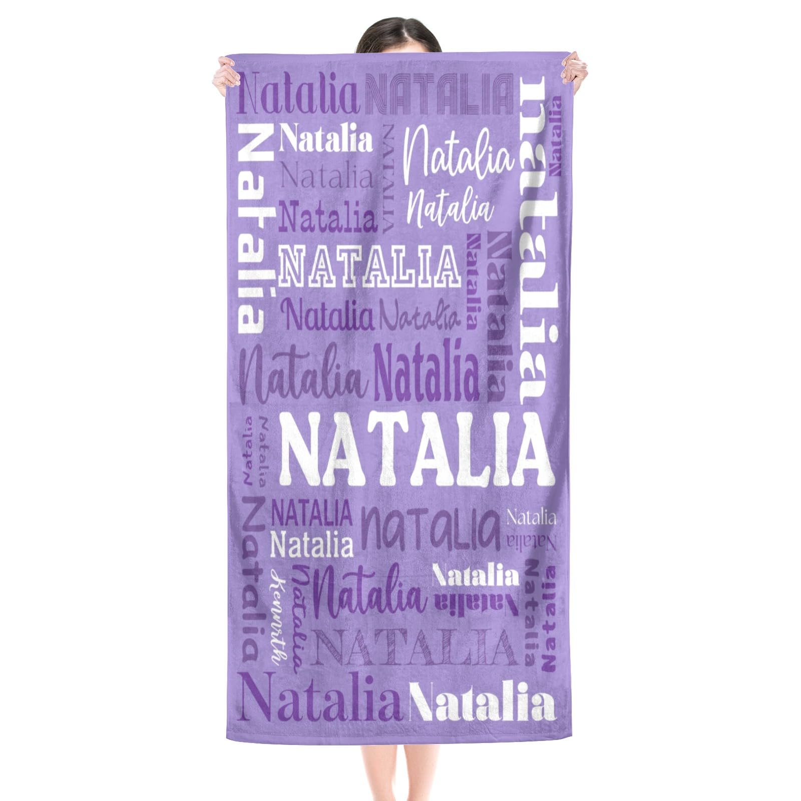 Puercha Personalized Beach Towels for Kids, Customized Beach Towels with Name, Beach Towels for Girl Boy Adults, Custom Pool Towels, 30x60 Inch