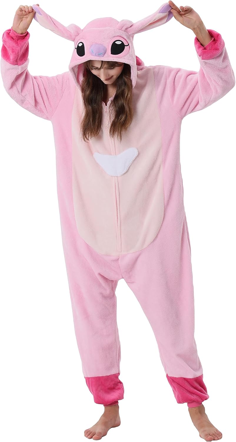 QSTYLE Adult Animal Onesie Halloween Costume,One Piece Cosplay Suit for Women and Men