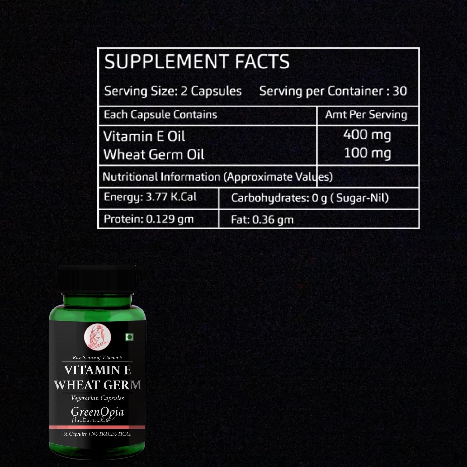 Vitamin E with Wheat Germ Oil | 60 Veg Capsules | Antioxidant — Amazon image 7