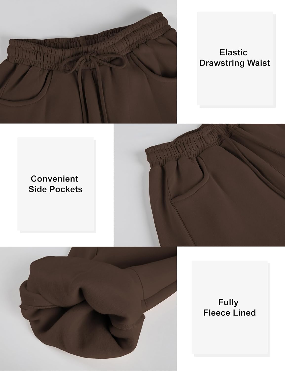 Yeokou Womens Fleece Lined Sweatpants Barrel Leg High Waist Winter Joggers Cozy Home Travel Lounge Pants with Pockets - Image 5