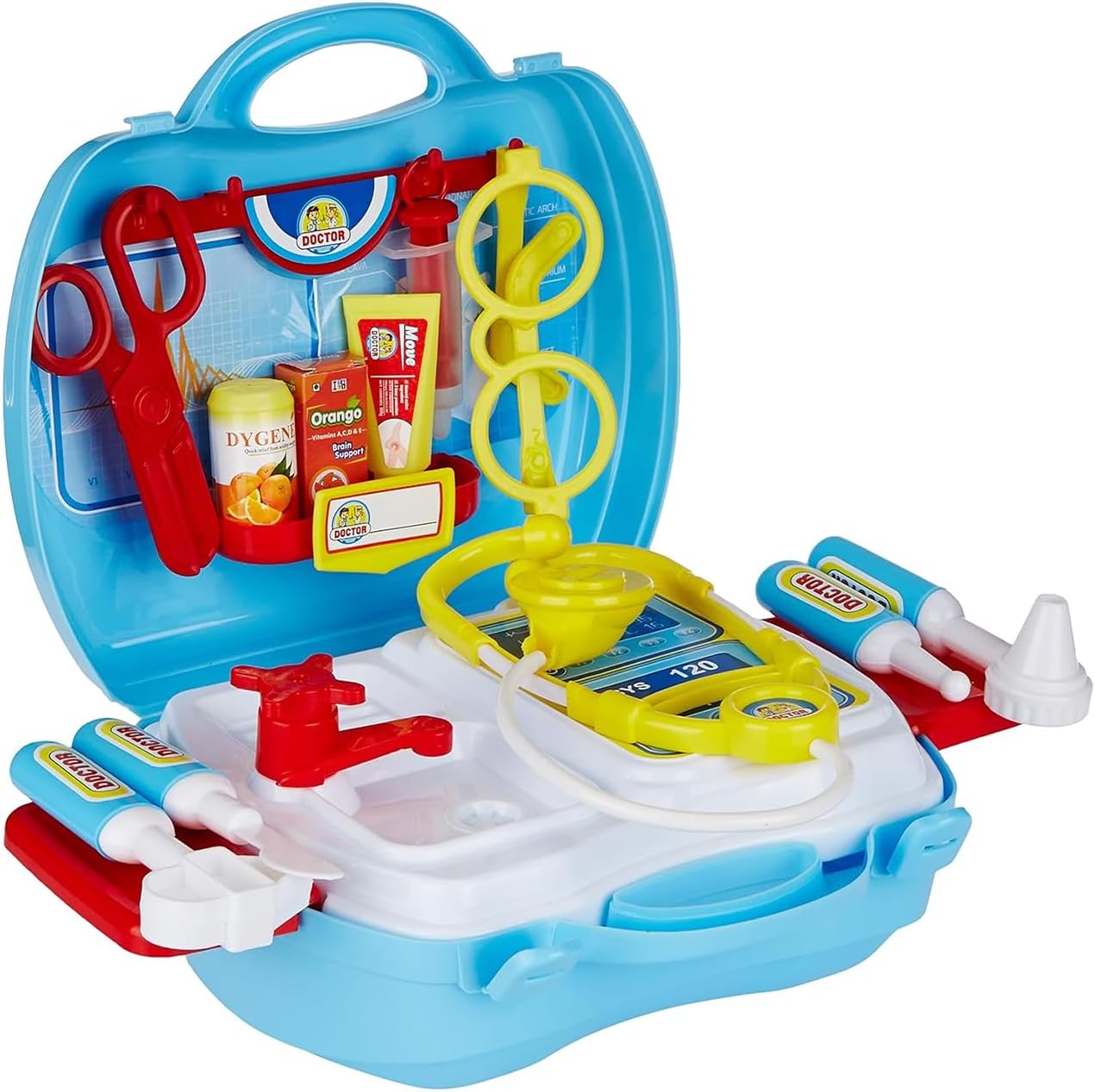 Amazon Brand - Jam & Honey Suitcase Doctor Set Toy for Kids 3+ Years, Portable Pretend Play Medical Kit with Accessories, Role Play Doctor Set for Boys & Girls, BIS Certified Safe