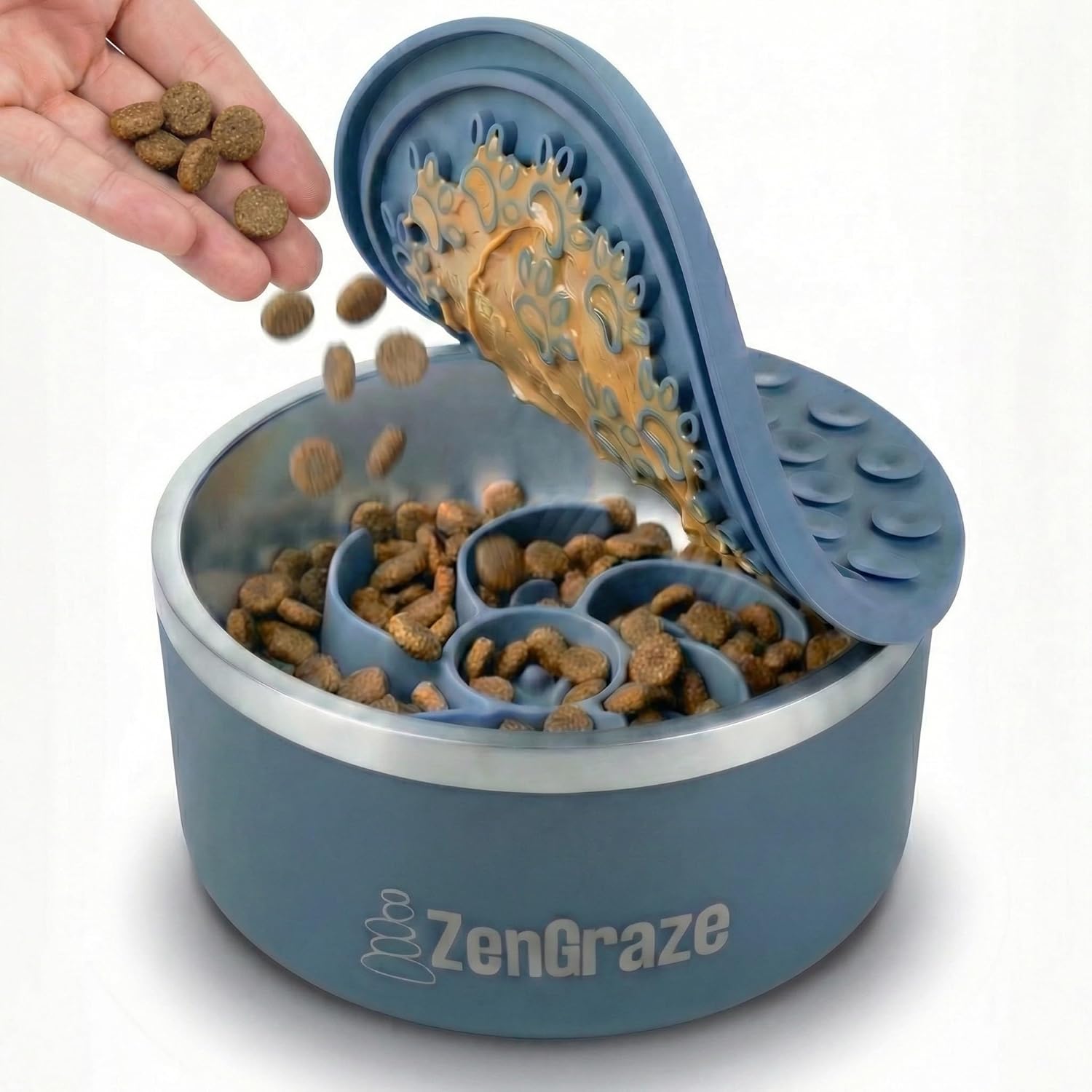 Premium Slow Feeder Dog Bowl with Accessories | 64 oz, Non-Slip