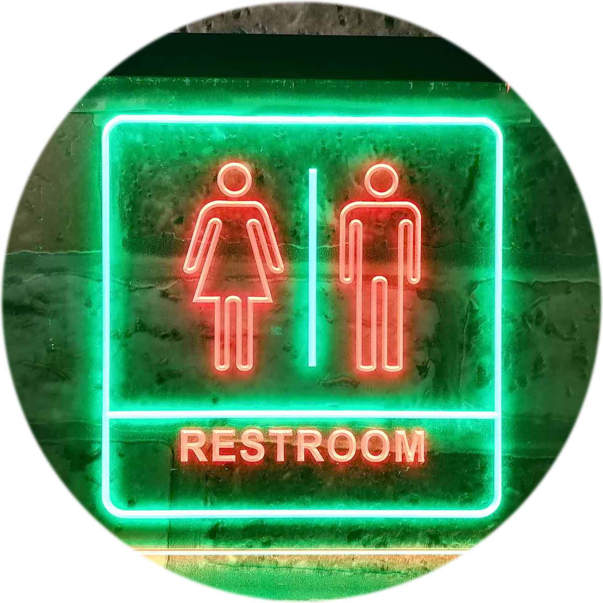 ADVPRO Men Women Toilet Restroom WC Dual Color LED Enseigne Lumineuse Neon Sign Vert et Rouge 600 x 400mm st6s64-i1029-gr