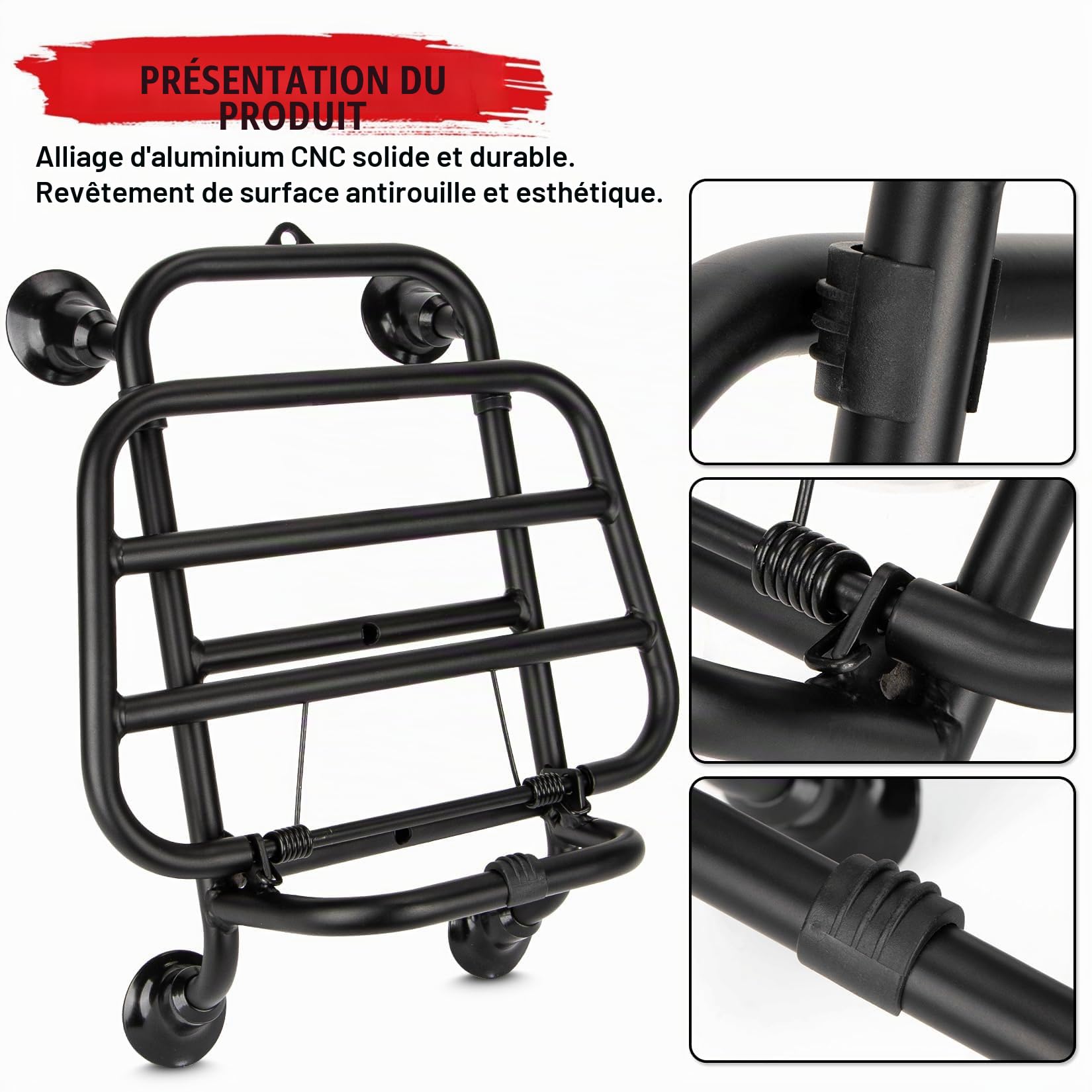 Porte-Bagages Avant pour Vespa GTS 300 125 200 250 2018-2025,PSLER Étagère Support de Bagages Pièces de Moto(Noir)