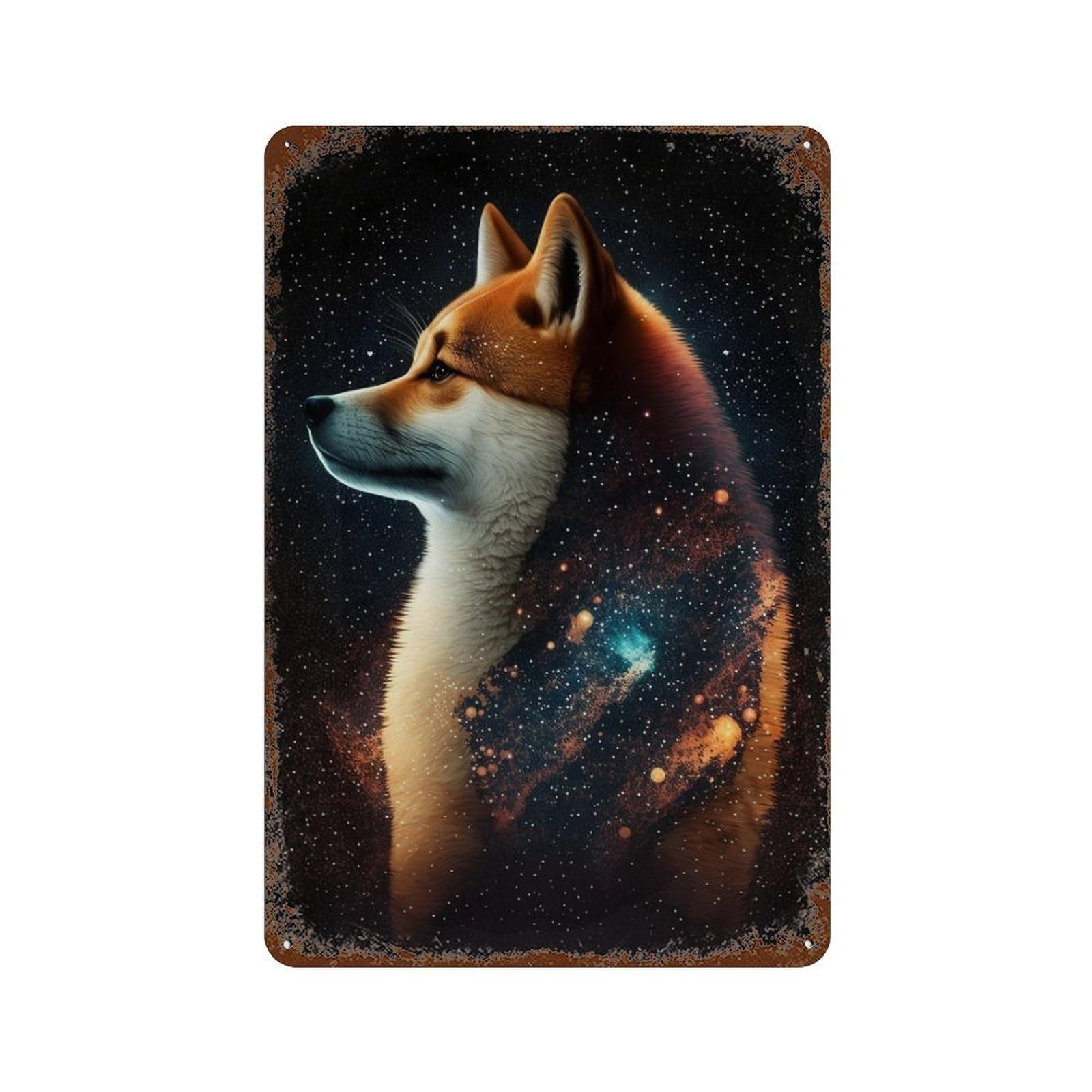Galactic Canine Majesty -3 11.8"x7.9" Decorative Tin Sign, Classic Wall Plaque for Patio, Garden Room And Bar Decor