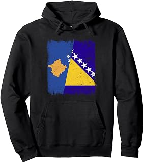 Kosovo Bosnia And Herzegovina Half Flag Pullover Hoodie