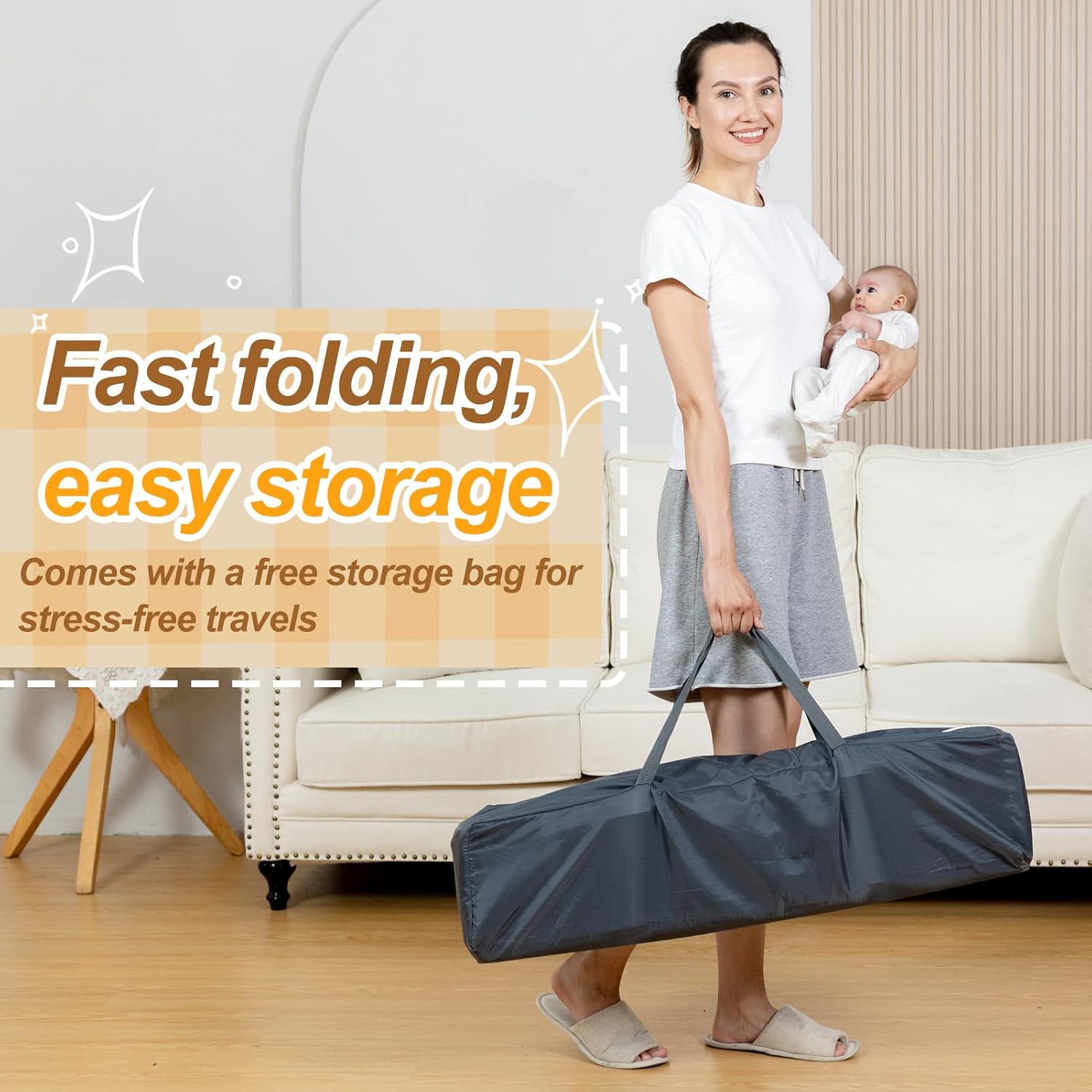 Twin Bassinet - 3 in 1 Twin Bassinets for 2 Babies with Hanging Toys & Storage Basket, Portable Pack and Play Foldable Bedside Sleeper with Carry Bag, Grey