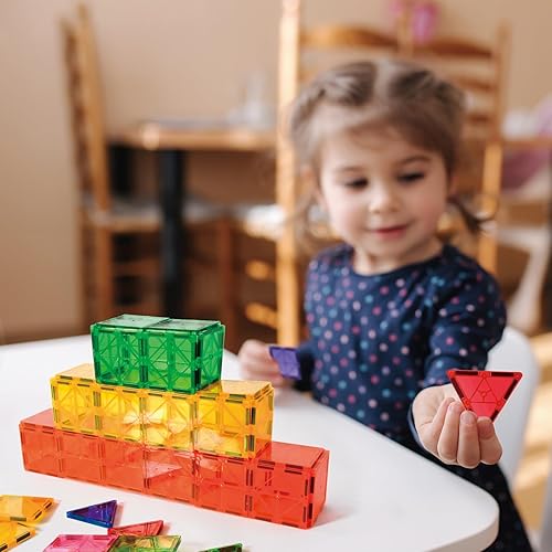 Miniatura 7 de FNJO Azulejos magnéticos, juego de construcción de 52 piezas, bloques de construcción magnéticos, juguetes STEM de construcción para niños