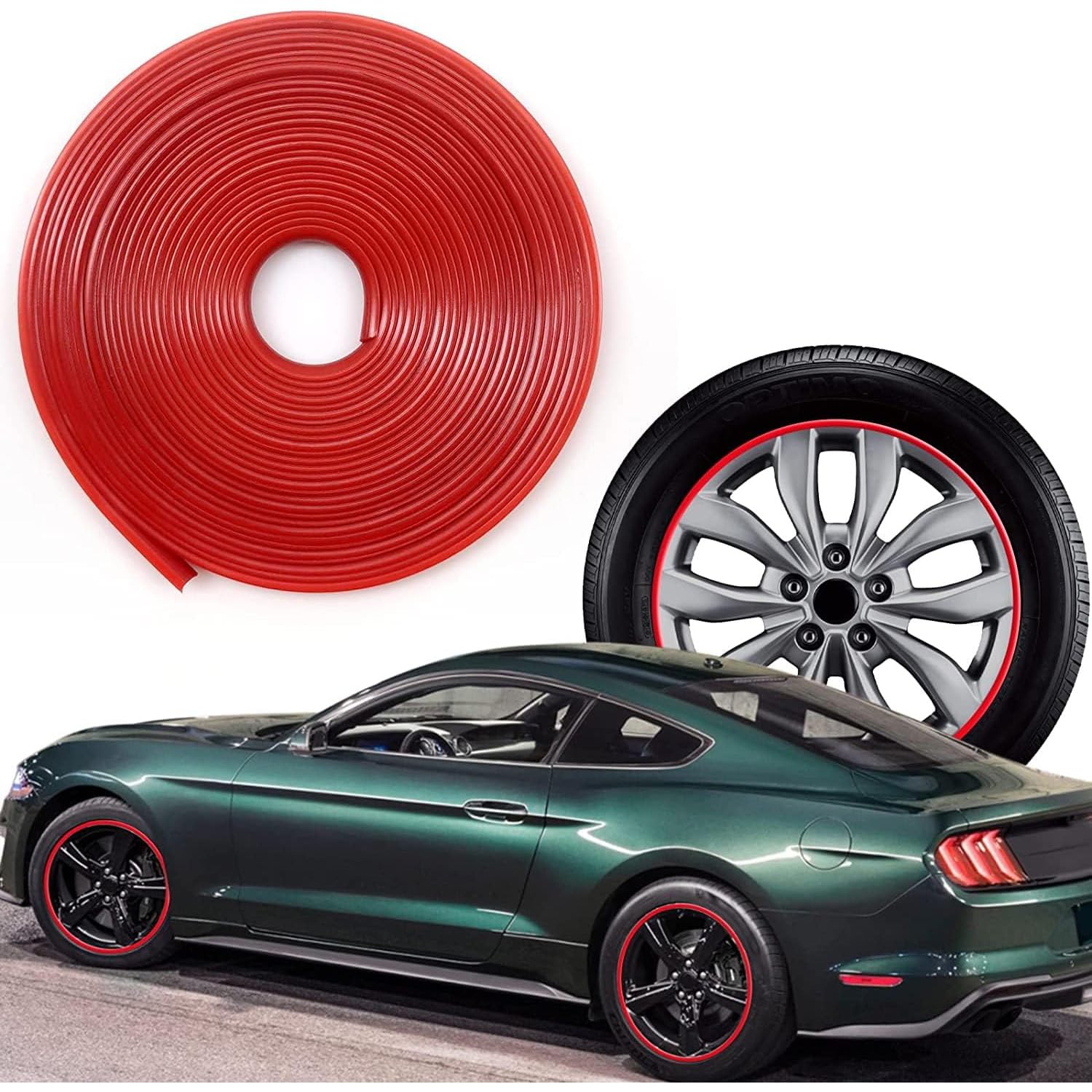 8 M Auto Rad Schutzring, Kantenschutz Autotür, Gummi Dekoration Streifen, Kantenschutz für Bleche, Auto Felgenschutz Dekorstreifen für Auto Felgen, Felgenschutz, Rad Dekoration (Rot)
