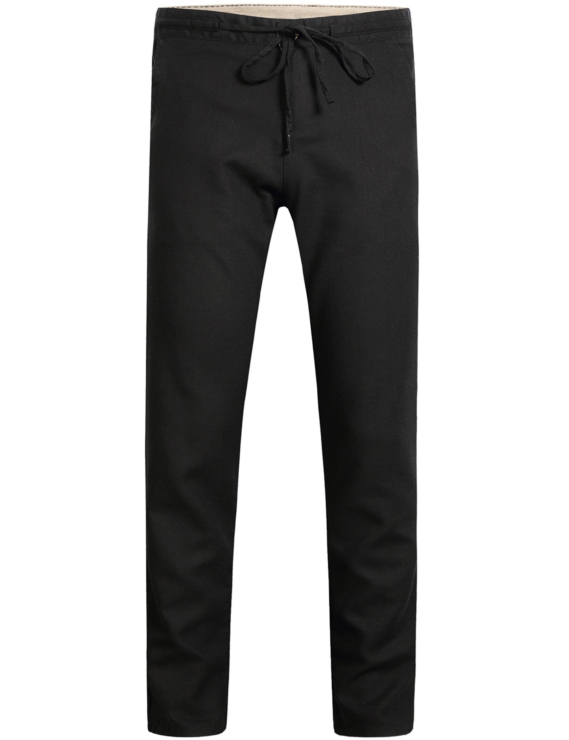 Colen Cosmo Men's Solid Straight Leg Casual Drawstring Linen Pants