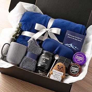 Get Well Gifts for Men Care Package Gift Baskets for Men Thinking of You Gifts Feel Better Self Care After Surgery Recovery Cancer Chemo Care Sympathy Grief & Condolences Thank You Gift Box for Men