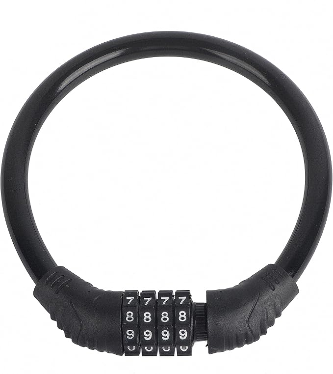 Candado de cable antirrobo negro con combinación de 4 dígitos miniatura 3