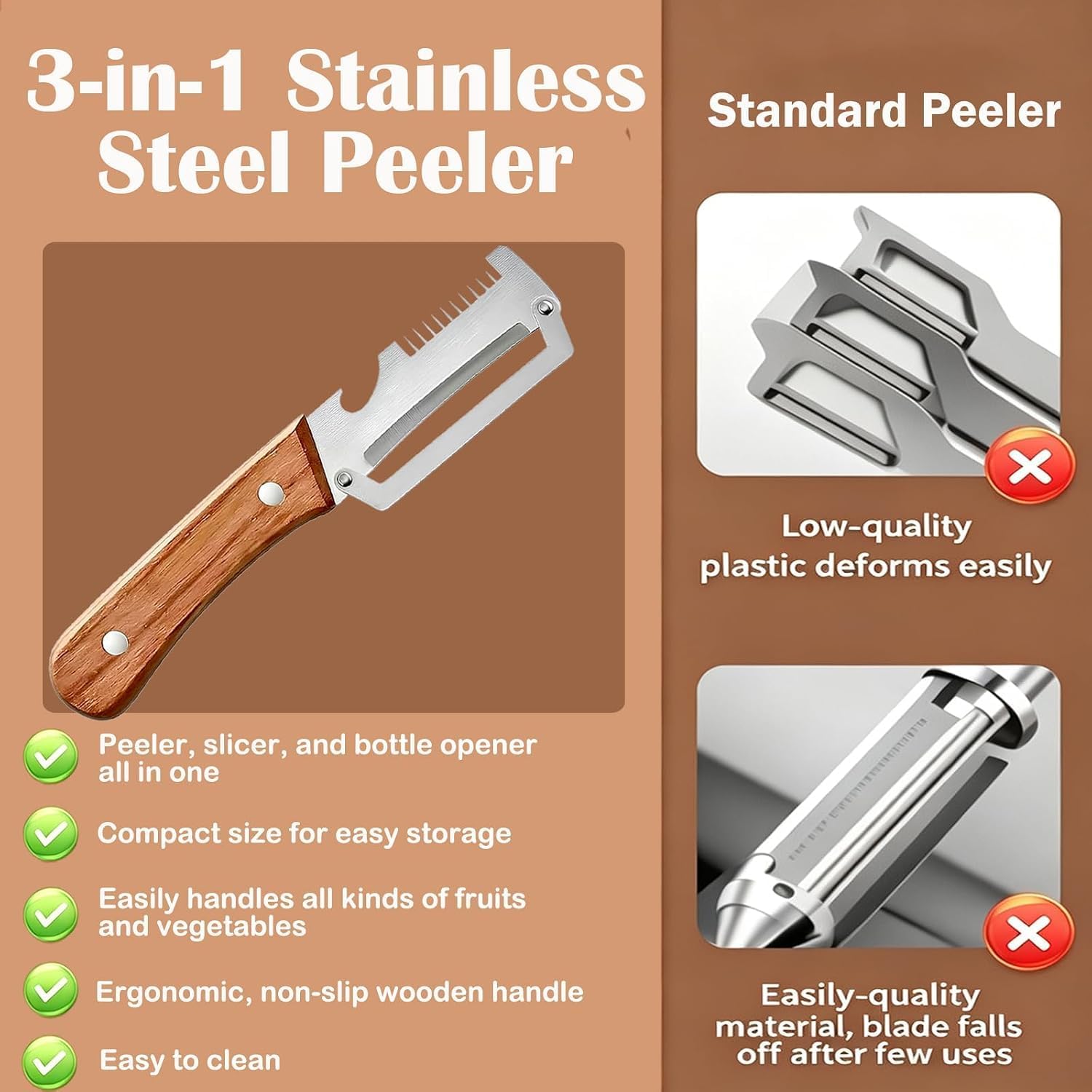 Multi-Functional Vegetable Peeler, 3-in-1 Stainless Steel Peeler image 4