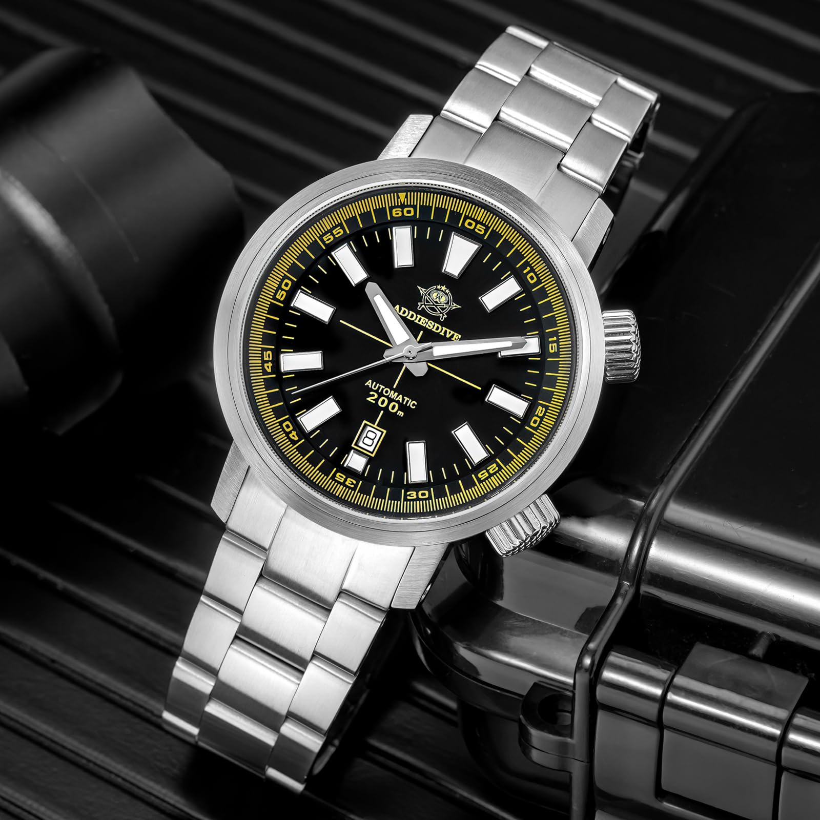 ADDIESDIVE 42 mm męski mechaniczny zegarek do nurkowania z obrotowym wewnętrznym bezelem, mechanizm 8215, wodoodporność do 200 m, BGW9, świecące szkło szafirowe, AD2093