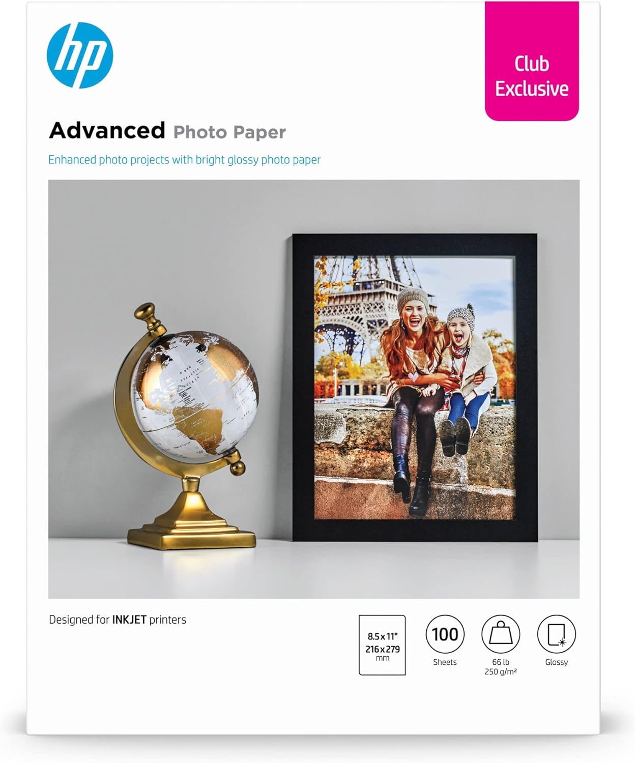 HP Advanced Photo Paper, Glossy, 8.5x11 in, 100 sheets